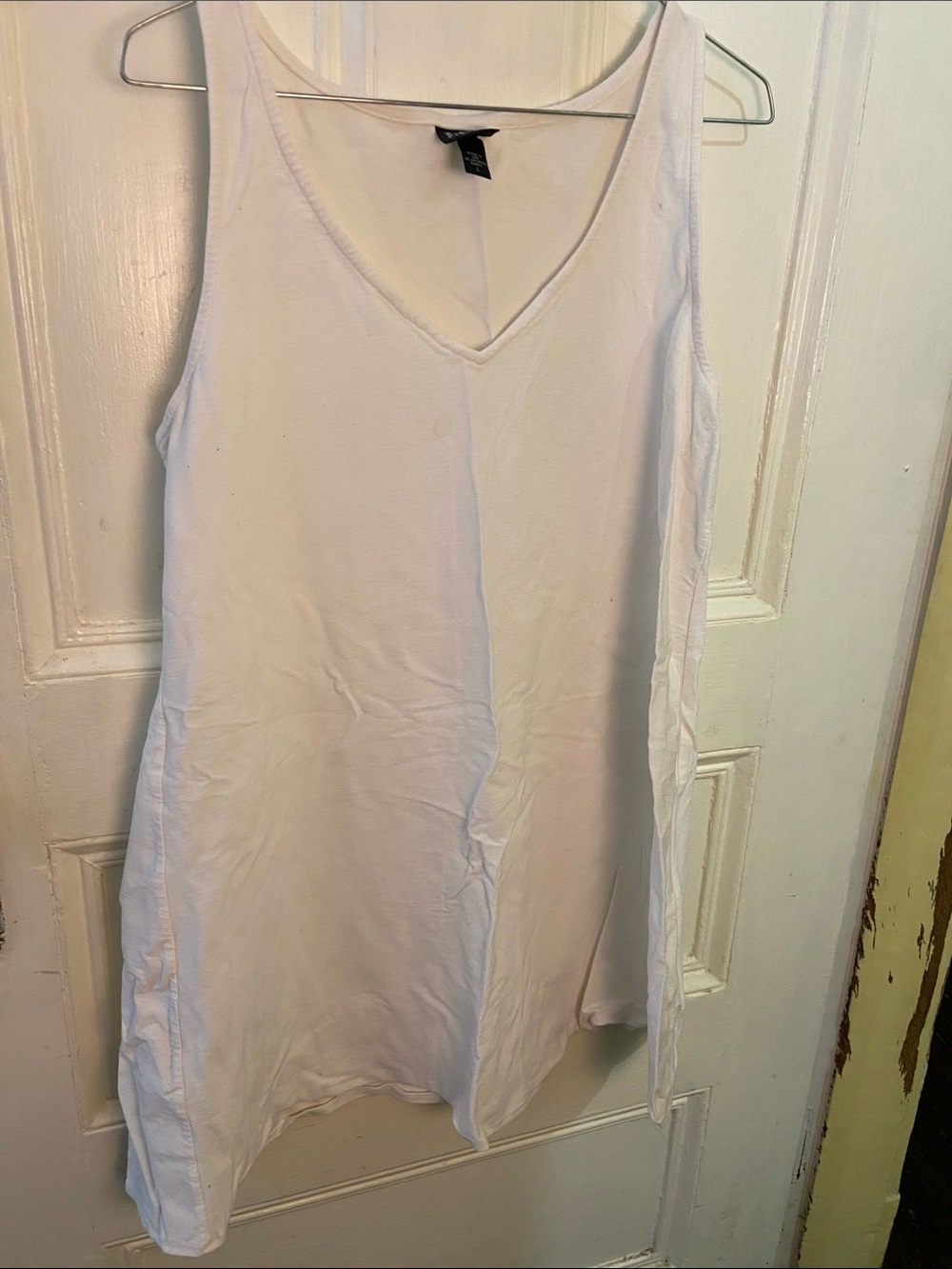 Women's V-Neck White Tank Top/ dress